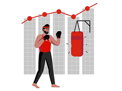 Illustration of Man hitting a punching bag